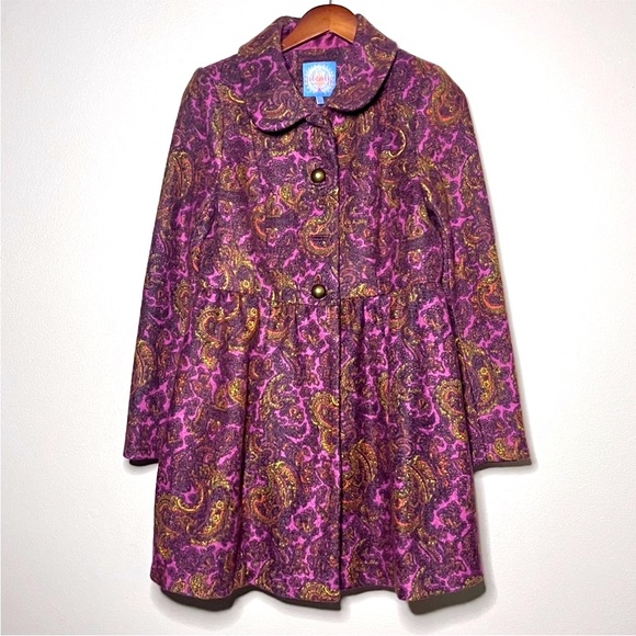 Plenty Paisley Print Wool Blend Princess Coat - Picture 13 of 13
